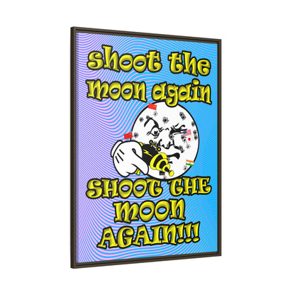 shoot the moon again - framed canvas art (light blue-purple wave)