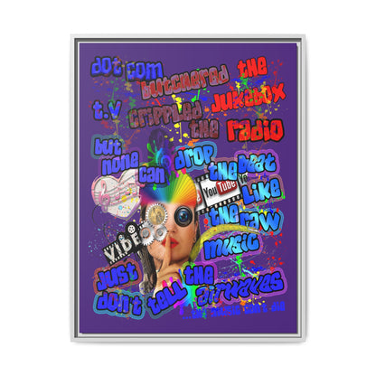 drop the beat - framed canvas art (purple)