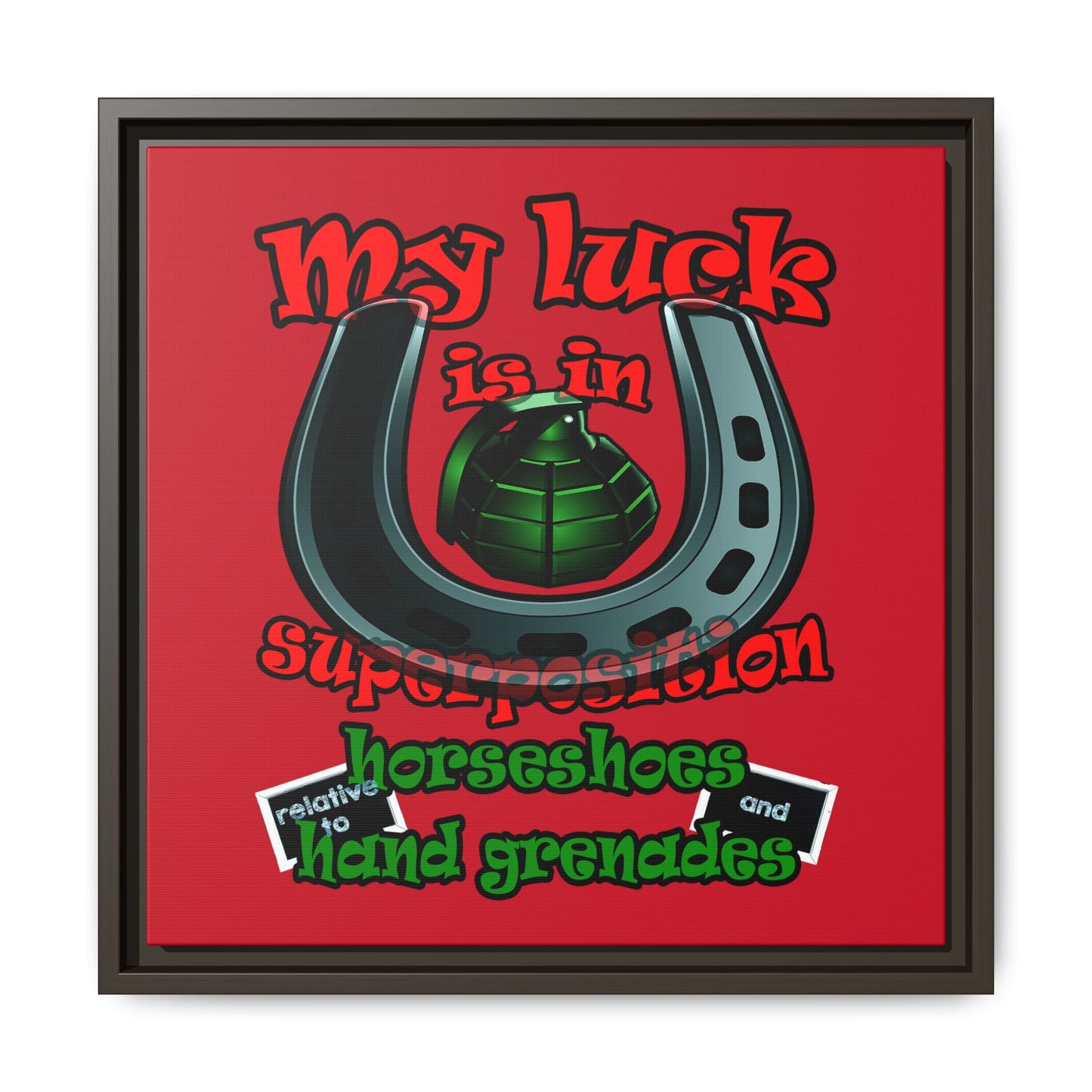my luck - framed canvas art (dark red)