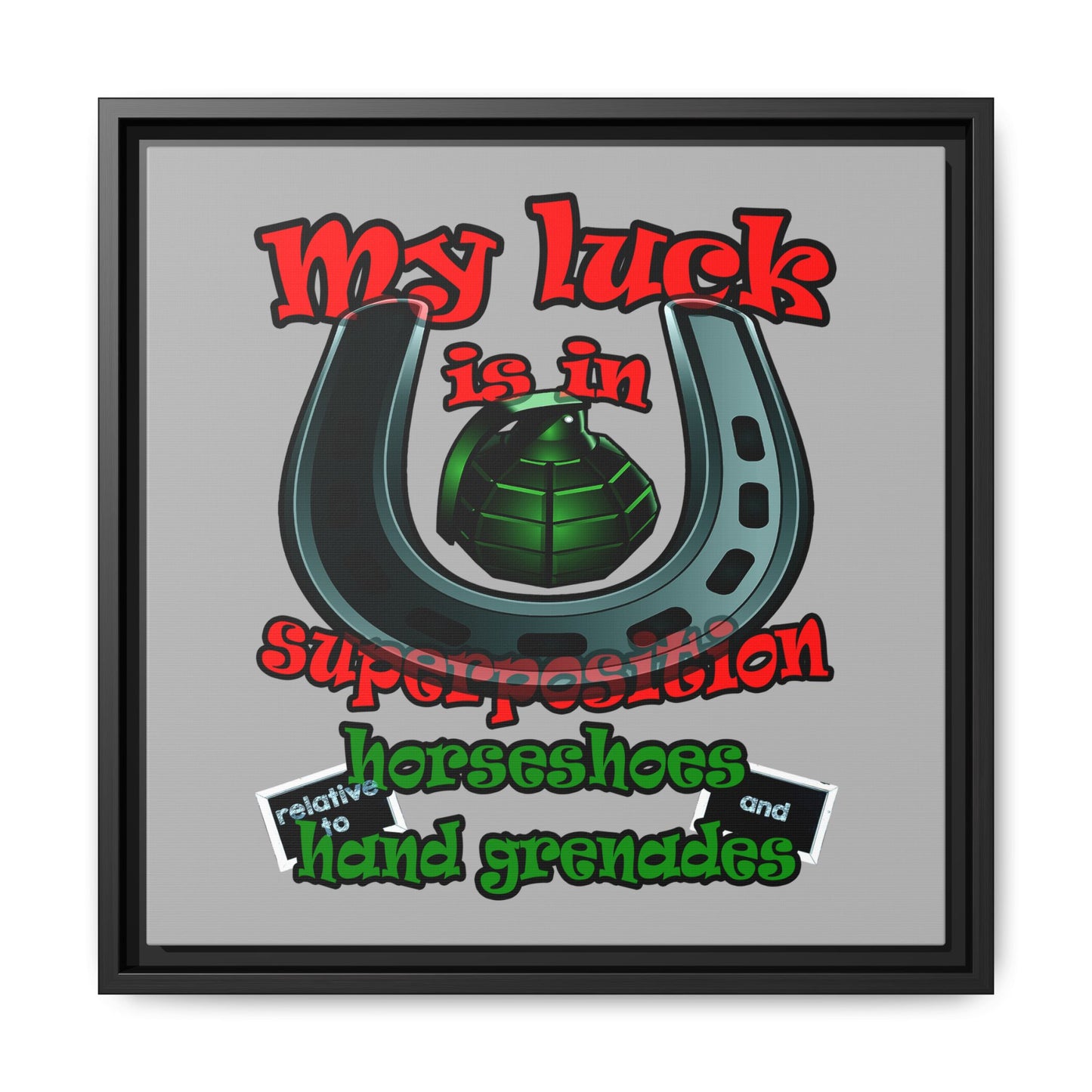 my luck - framed canvas art (light grey)