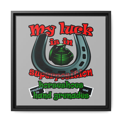 my luck - framed canvas art (light grey)