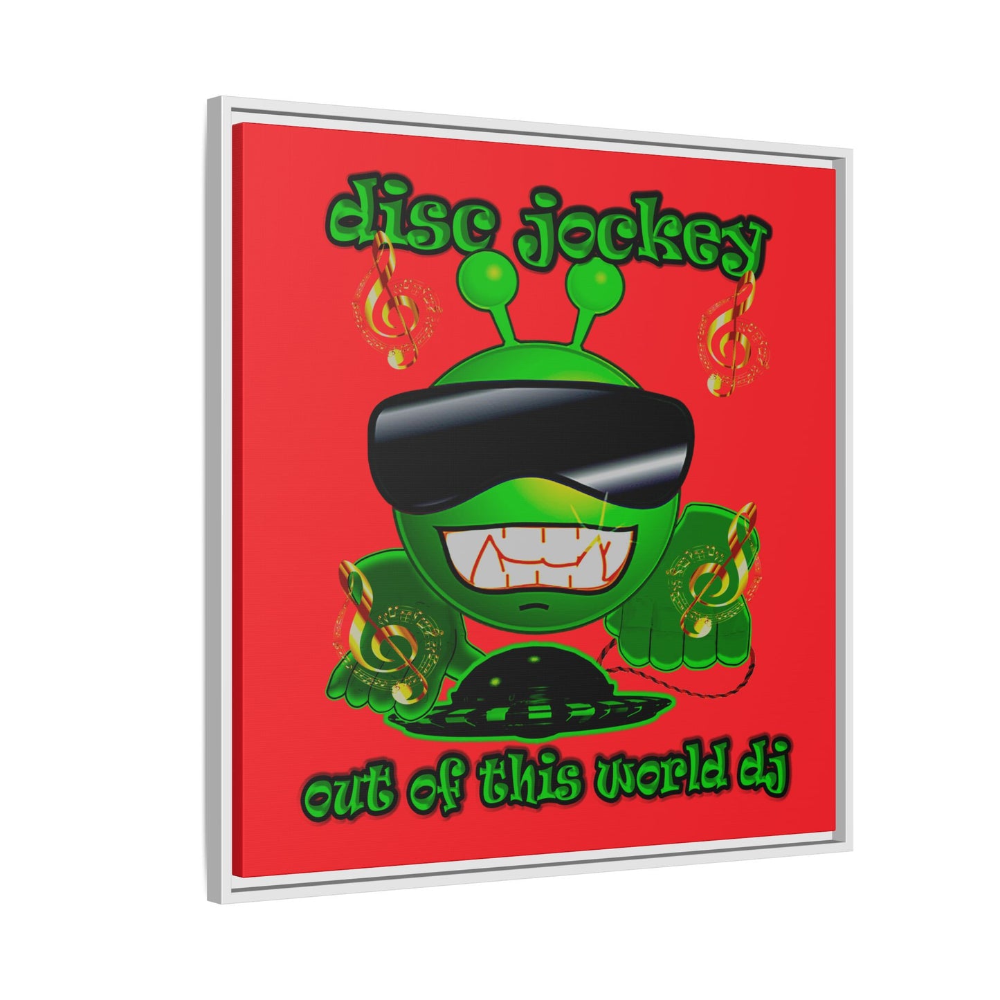 disc jockey - framed canvas art (red)