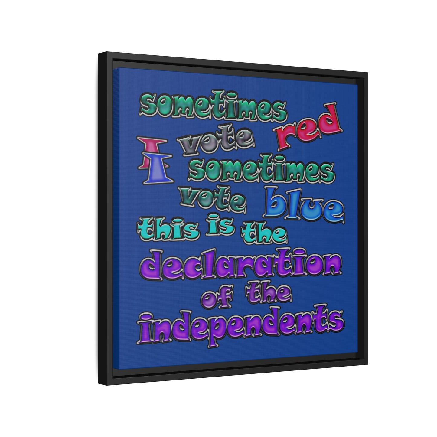 declaration of the independents - framed canvas art (dark blue)