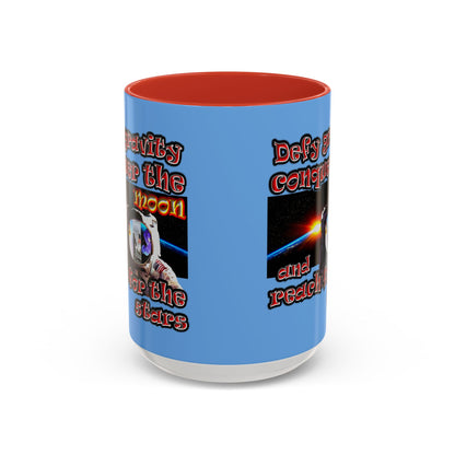 defy conquer reach - Accent Mug (light blue)