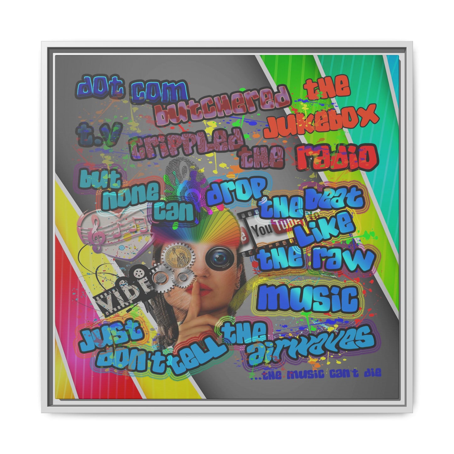 drop the beat - framed canvas art (rainbow split)