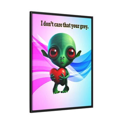 I don't care that your grey - framed canvas art (light blue-pink wave)
