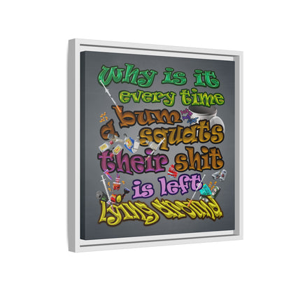 the bum's shit - framed canvas art (grey-light grey)