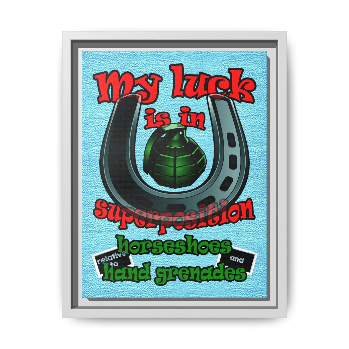 my luck - framed canvas art (faded blue)