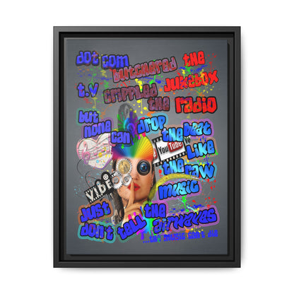 drop the beat - framed canvas art (grey-light grey)