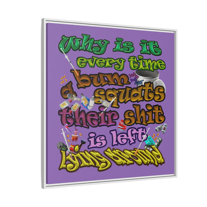 the bum's shit - framed canvas art (light purple)