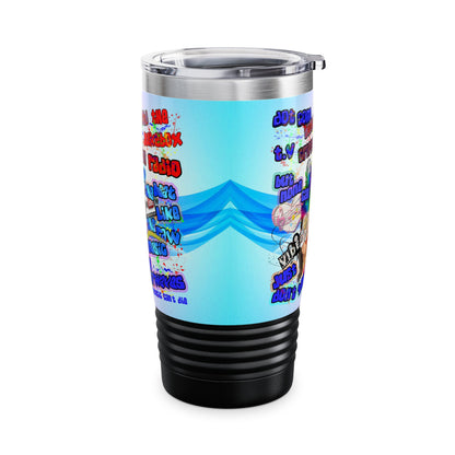 drop the beat - Ringneck Tumbler, 20oz  (light blue-pink wave)