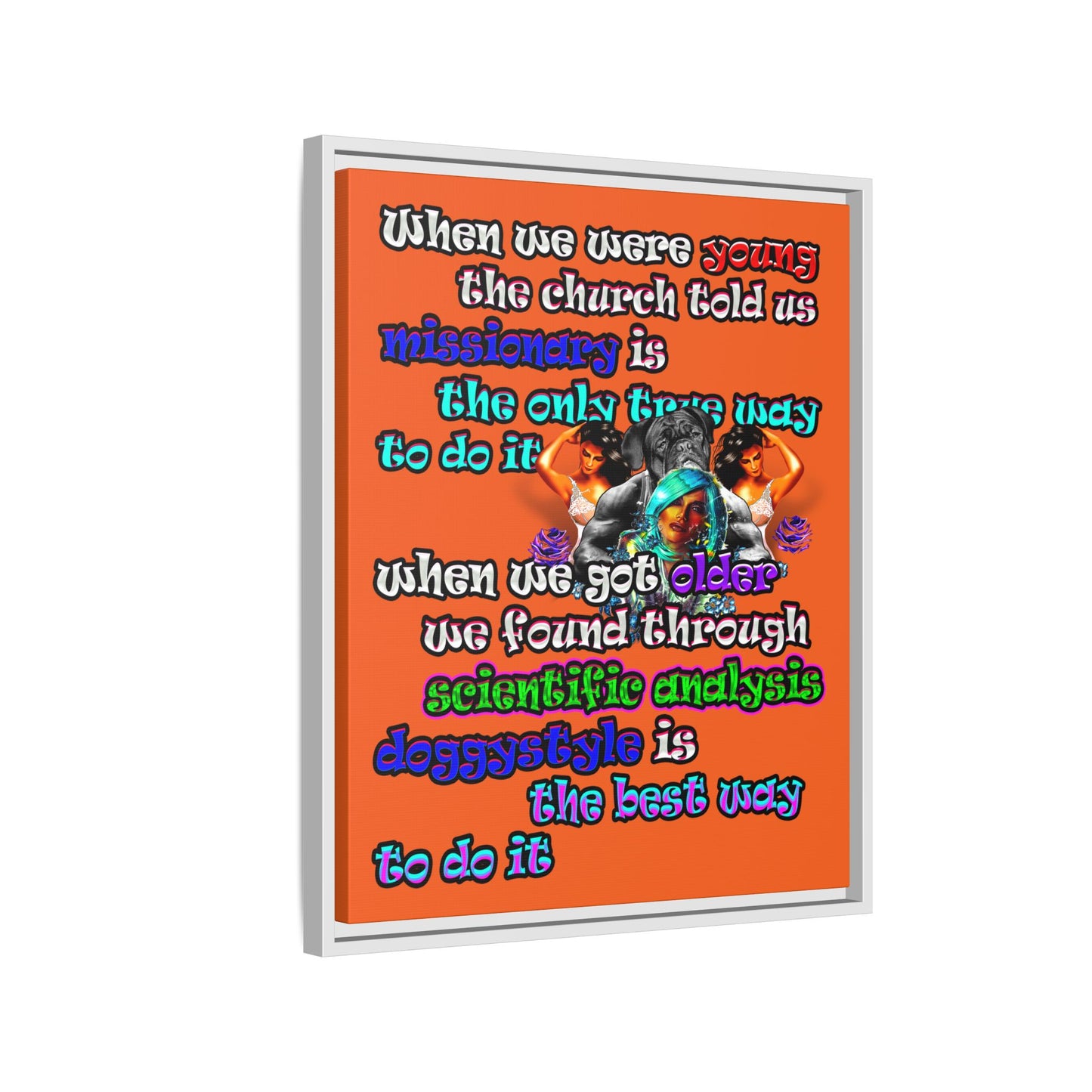 doggystyle - framed canvas art (orange)