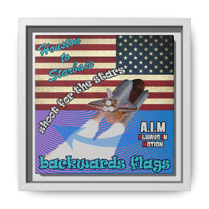 shoot for the stars - framed canvas art (light blue-purple wave)