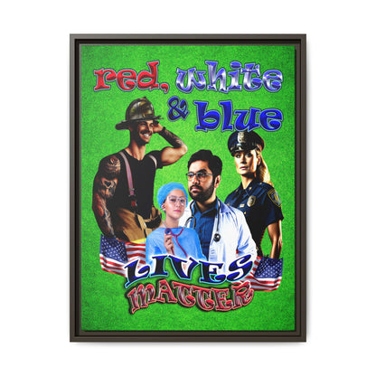 rw&b lives matter - framed canvas art (green turf)