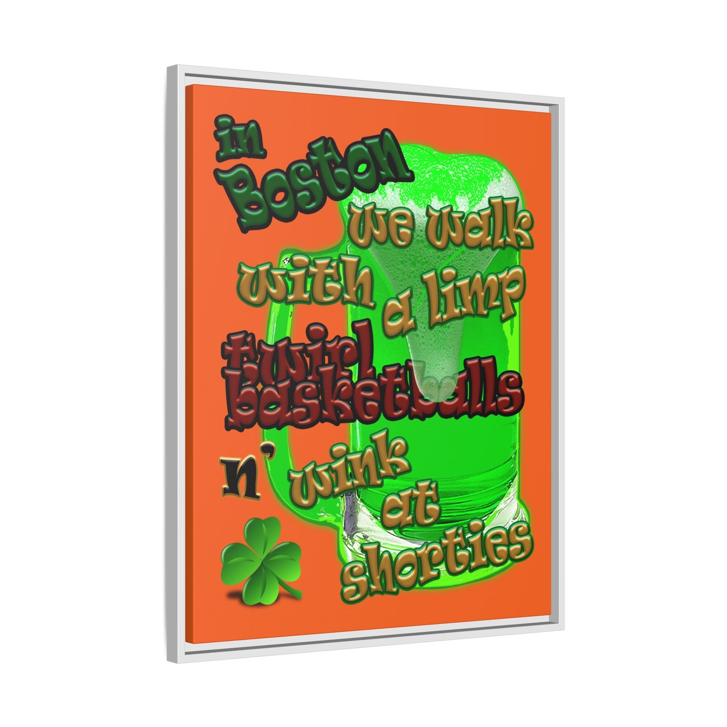 celtics logo - framed canvas art (orange)