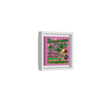 christmas spirits of boston - framed canvas art (light pink)