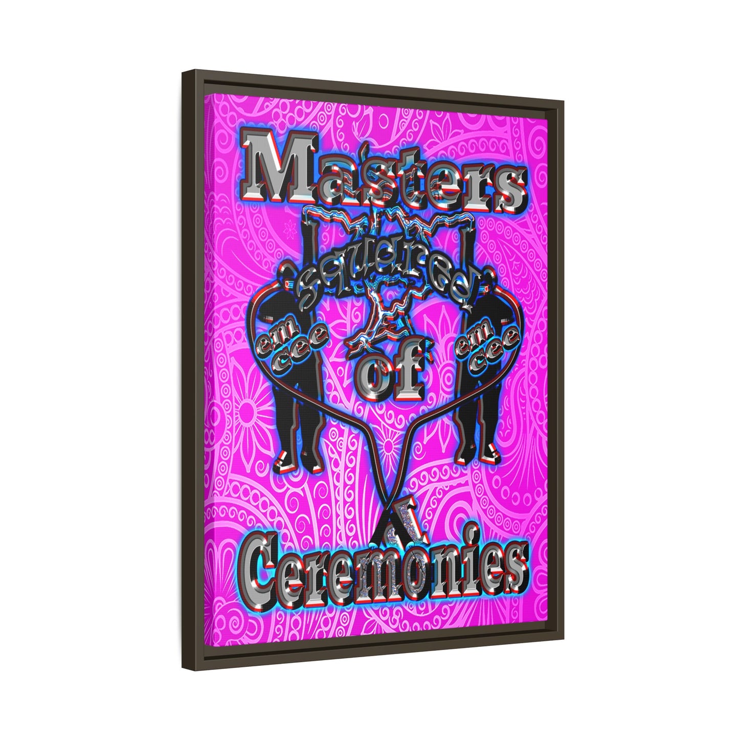 em cee squared - framed canvas art (pink swirl)