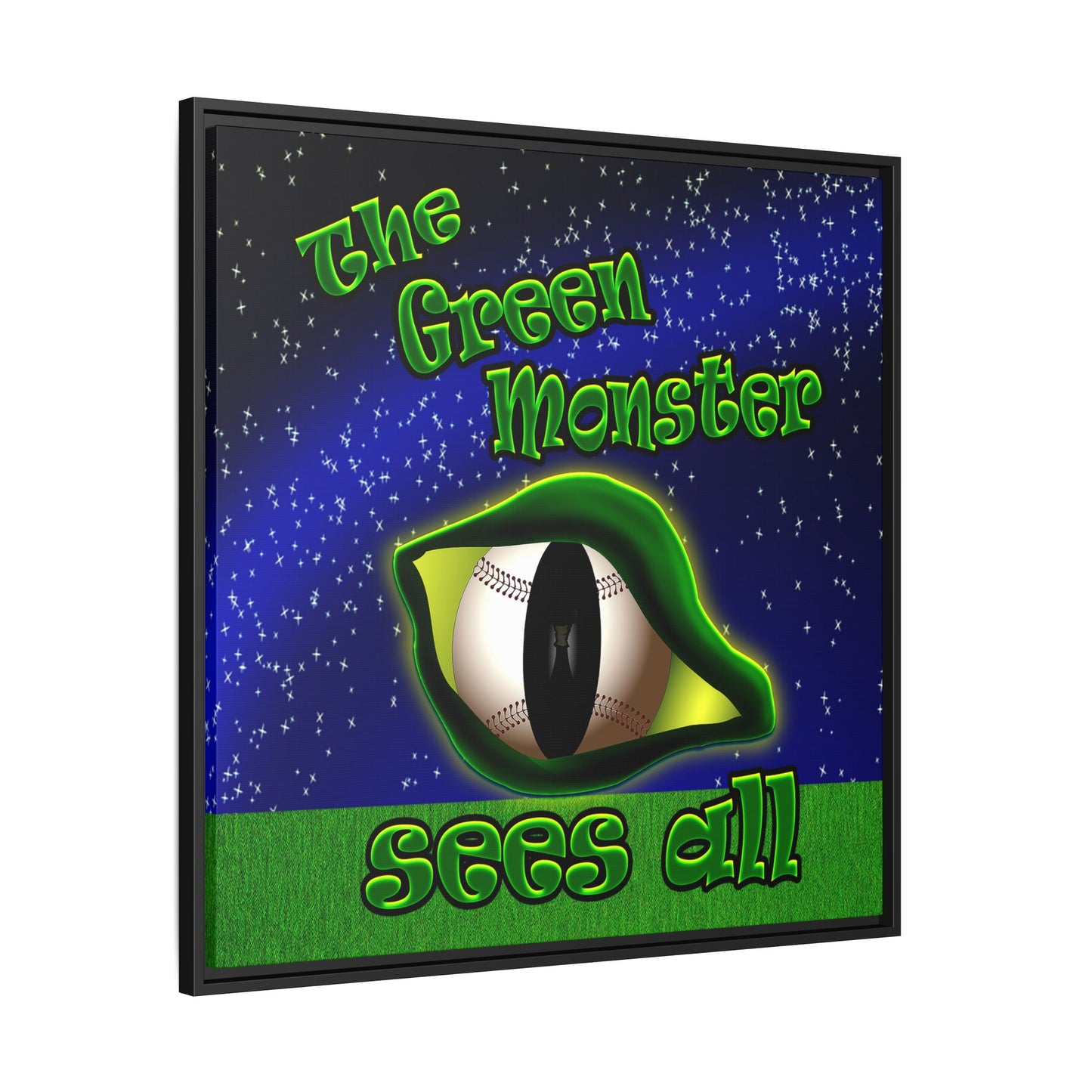 green monster - framed canvas art ('snoops' background)