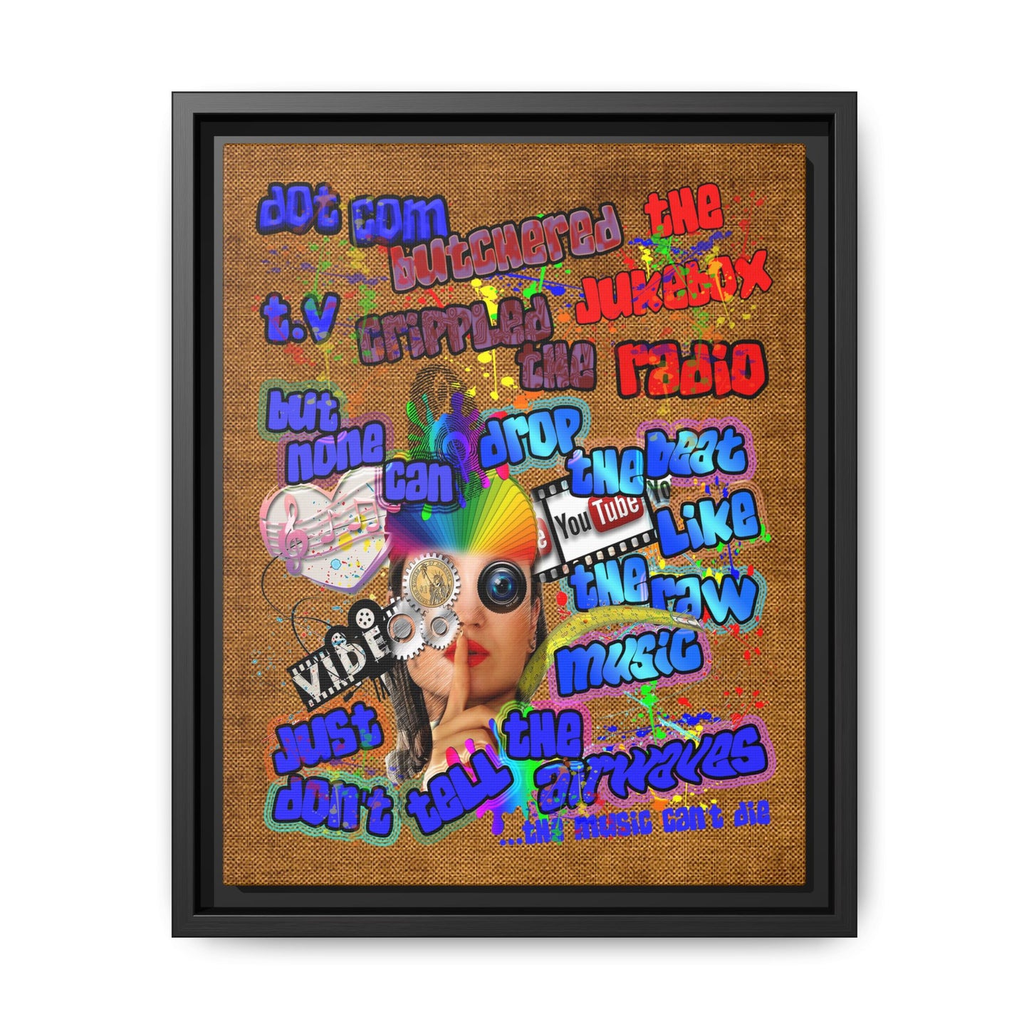 drop the beat - framed canvas art (brown papyrus)