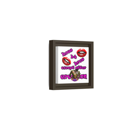 hoes b4 bros - framed canvas art (white)