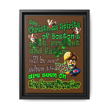 christmas spirits of boston - framed canvas art (brown)