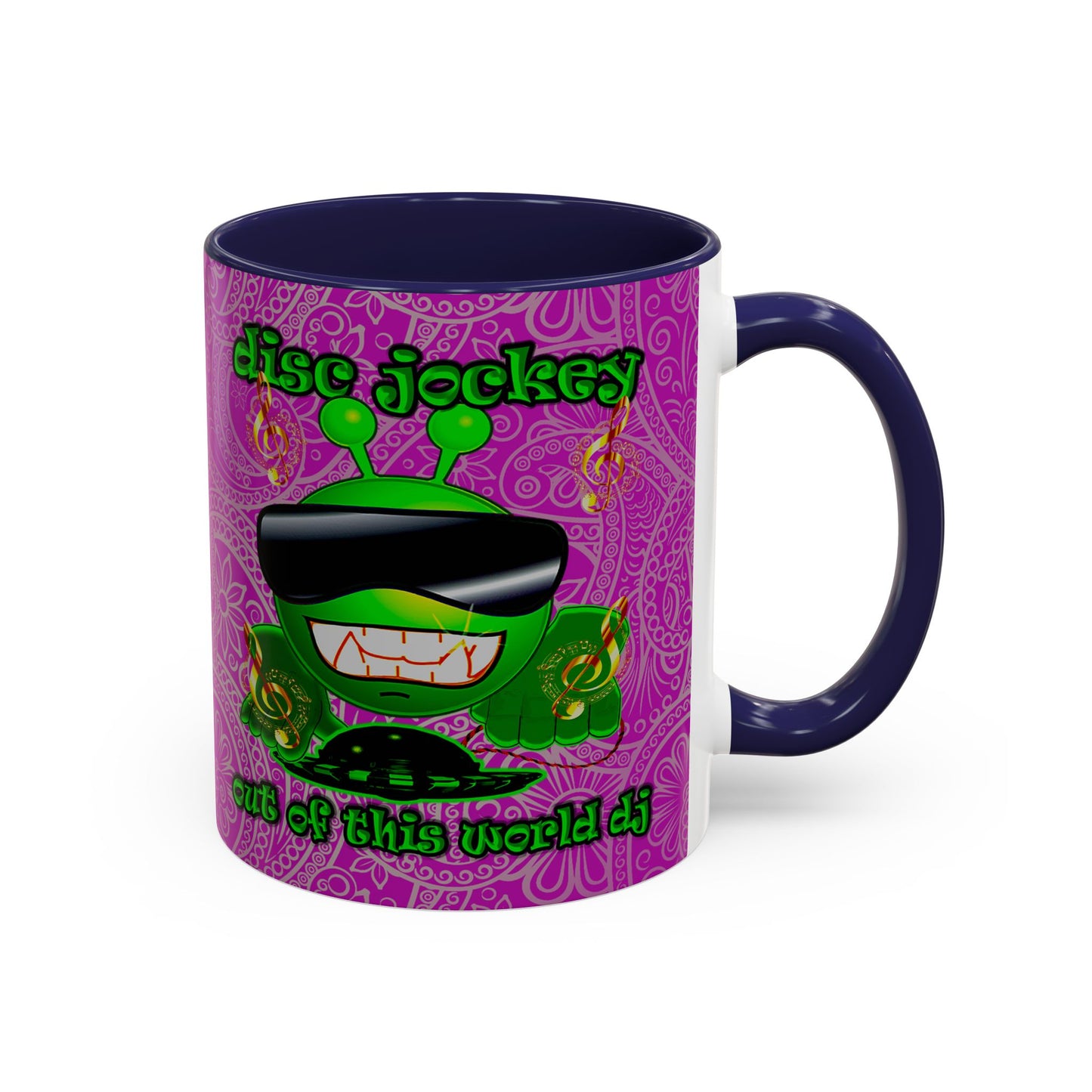 disc jockey - Accent Mug (pink swirl)