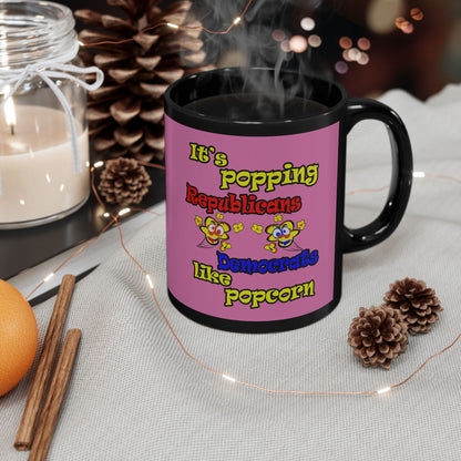 popping like popcorn - Black Mug (light pink)