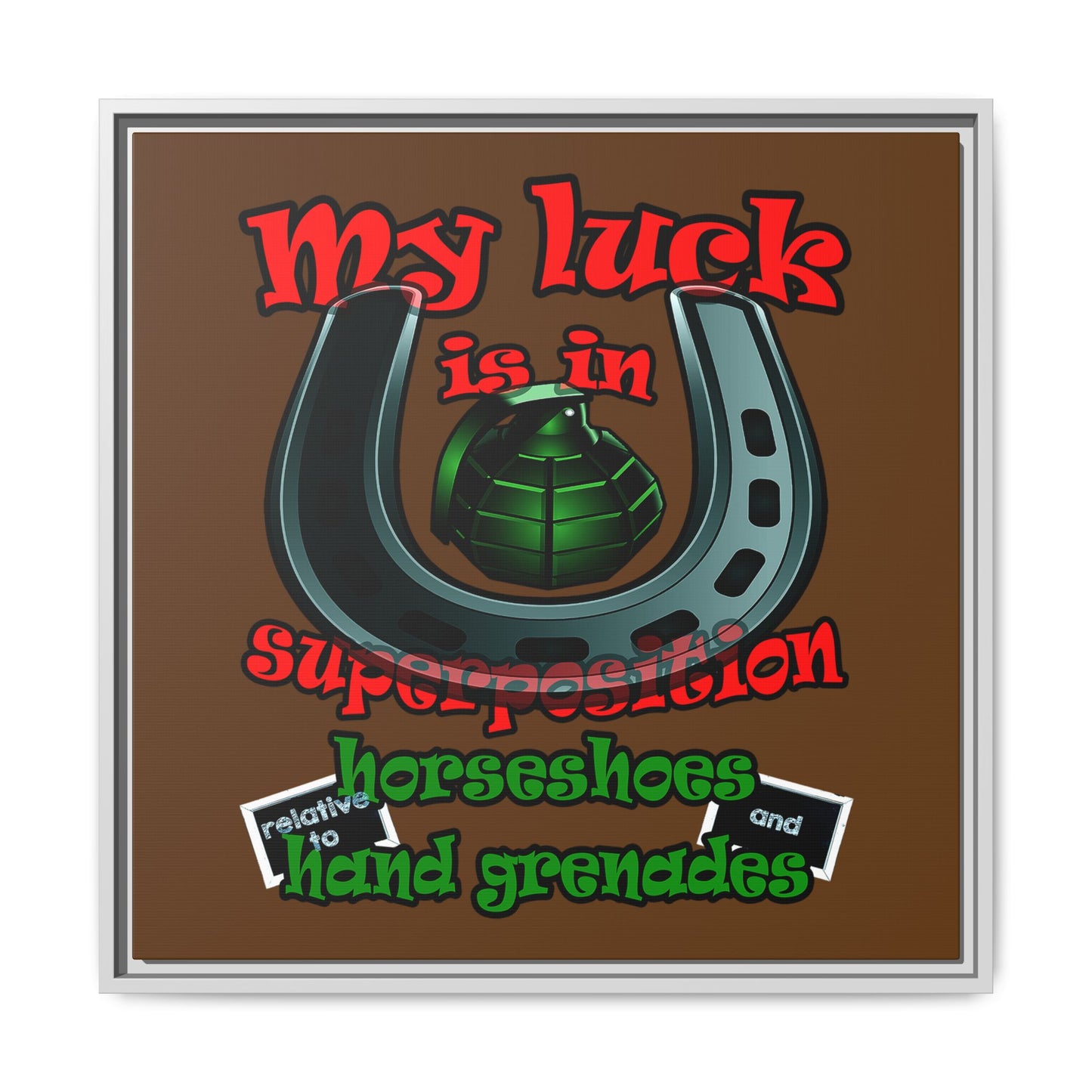 my luck - framed canvas art (brown)