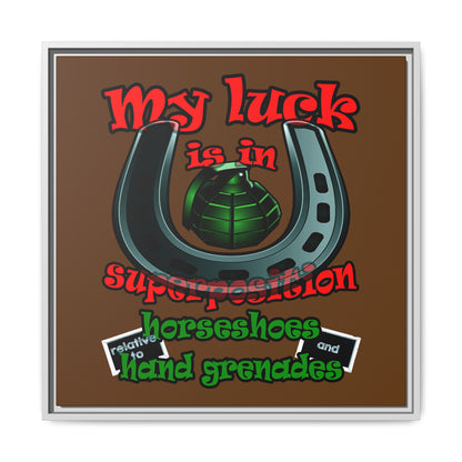 my luck - framed canvas art (brown)