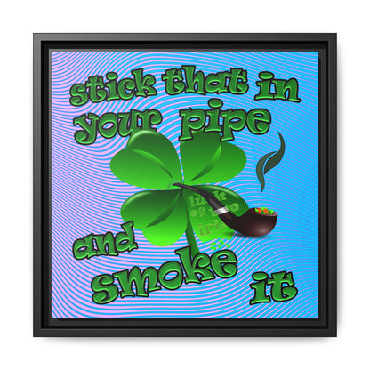 stick that in your pipe and smoke it - framed canvas art (light blue-purple wave)