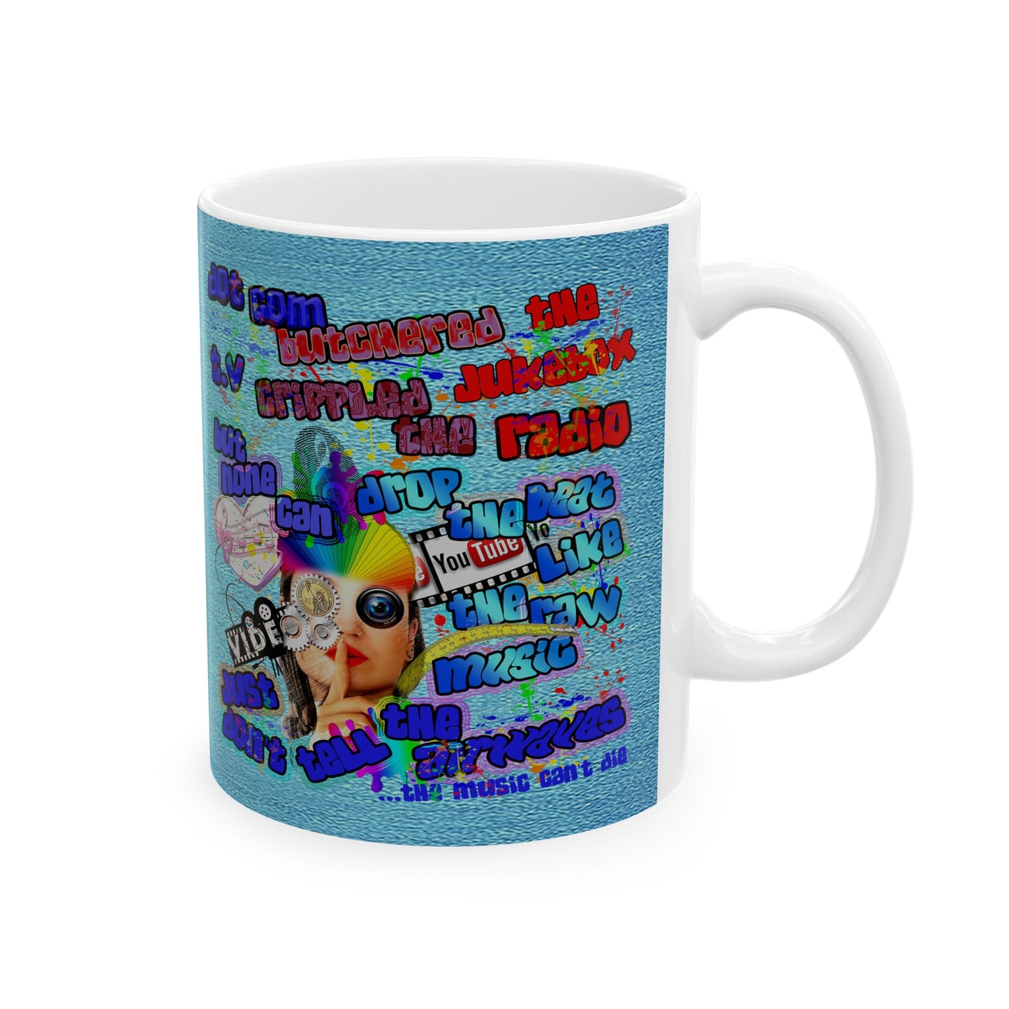 drop the beat - White Mug (faded blue)