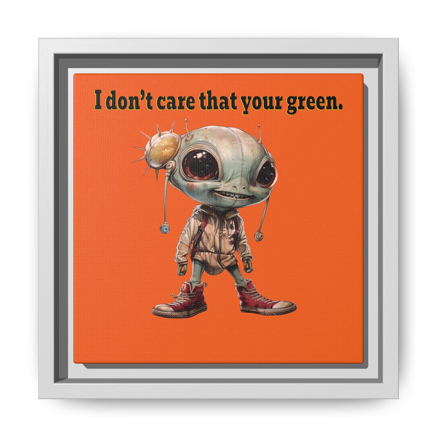 I don't care that your green - framed canvas art (orange)