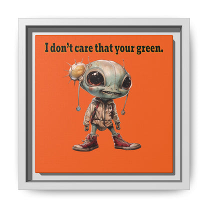 I don't care that your green - framed canvas art (orange)