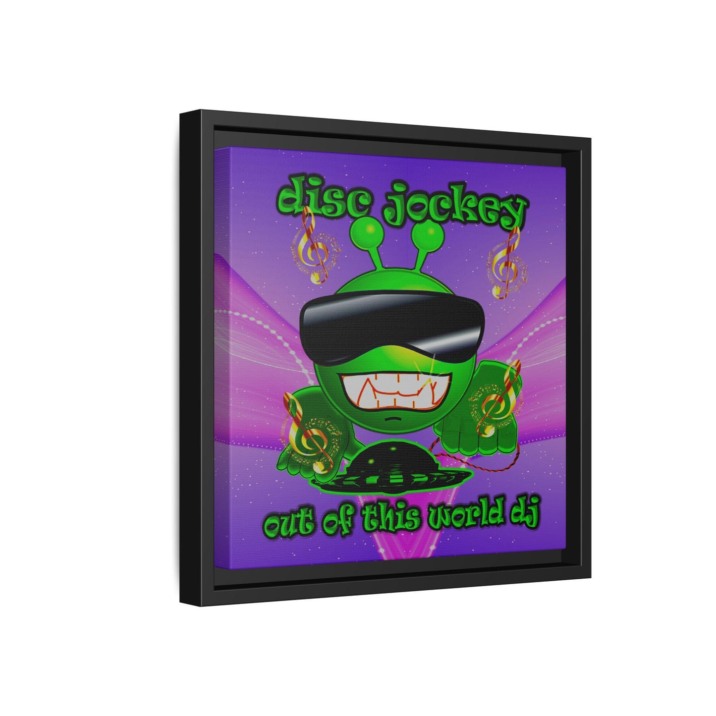 disc jockey - framed canvas art (purple-pink wave)