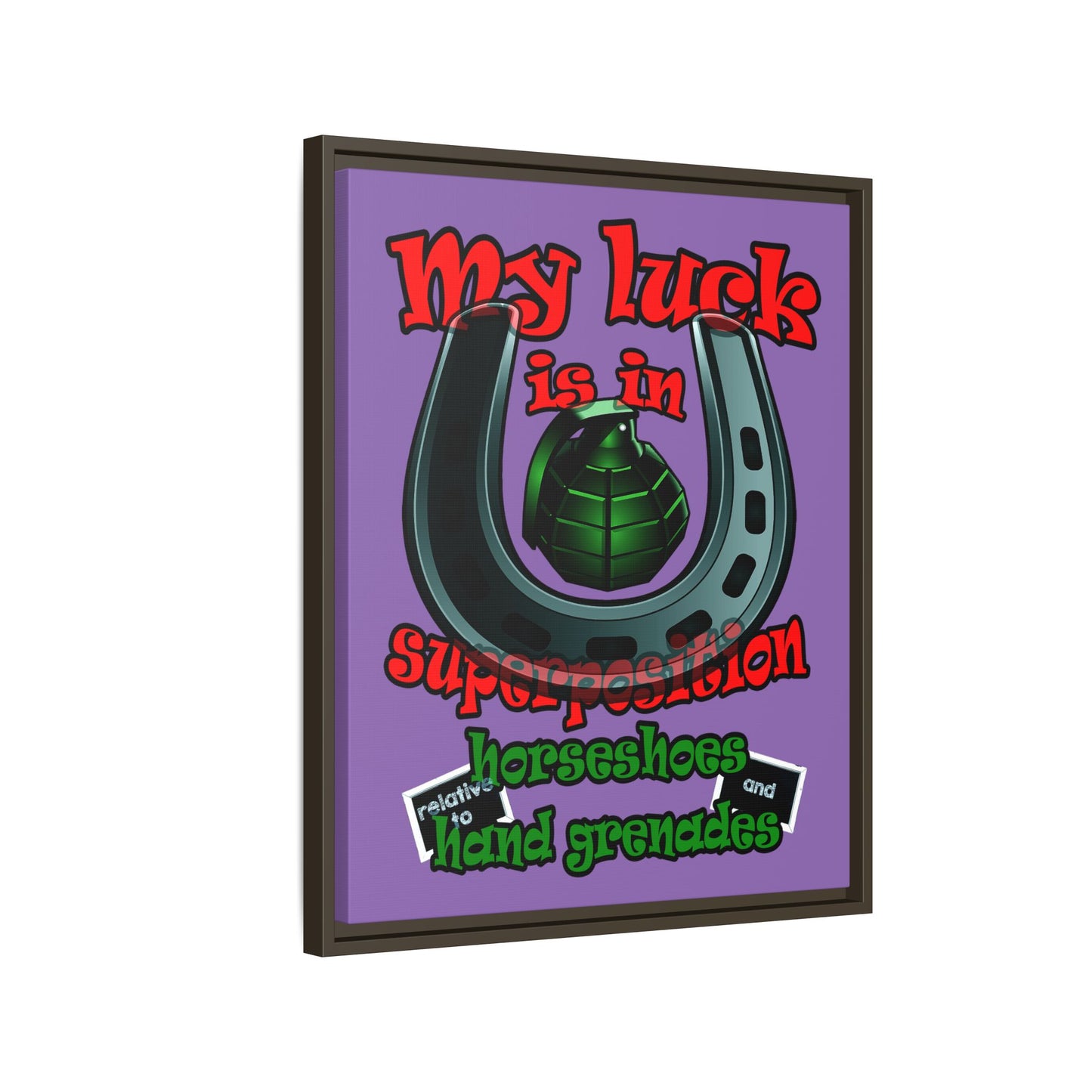 my luck - framed canvas art (light purple)