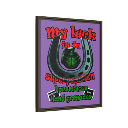 my luck - framed canvas art (light purple)
