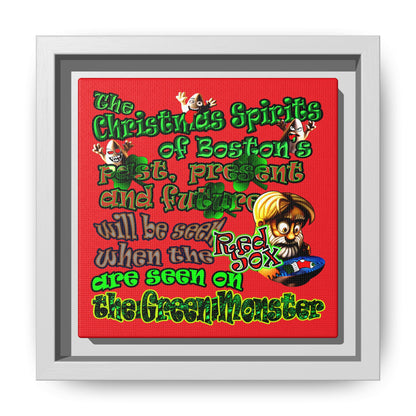 christmas spirits of boston - framed canvas art (red)