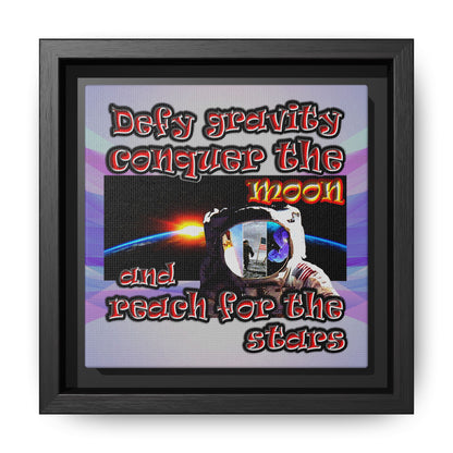 defy conquer reach - framed canvas art (light blue-pink wave)
