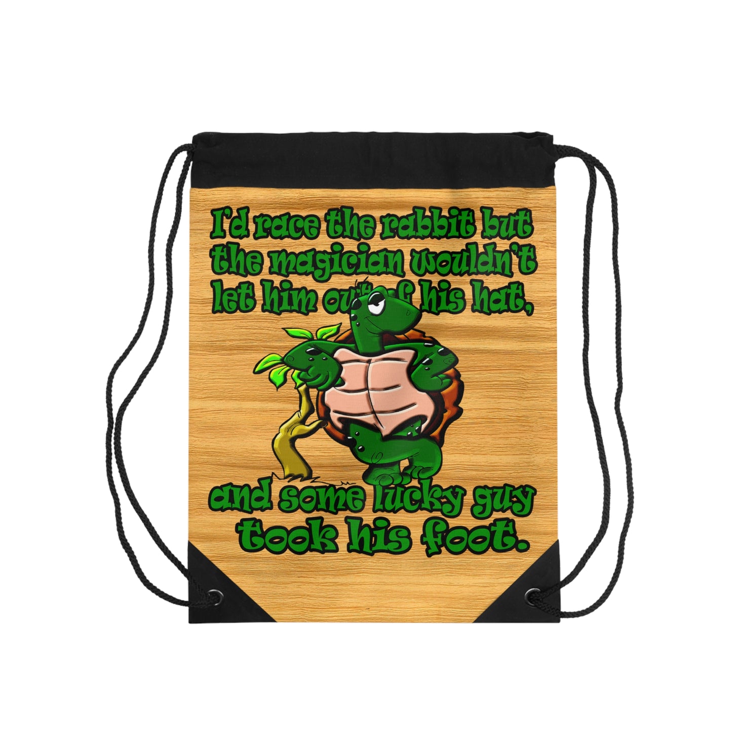 turtle race - Drawstring Bag (butterscotch wood finish)