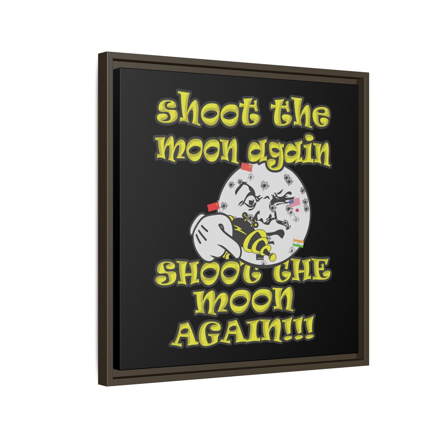 shoot the moon again - framed canvas art (black)