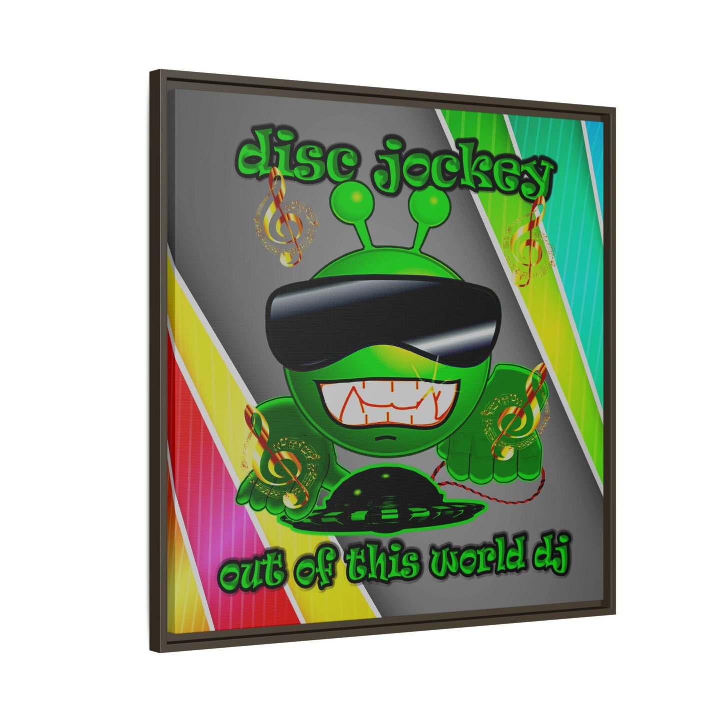 disc jockey - framed canvas art (rainbow split)