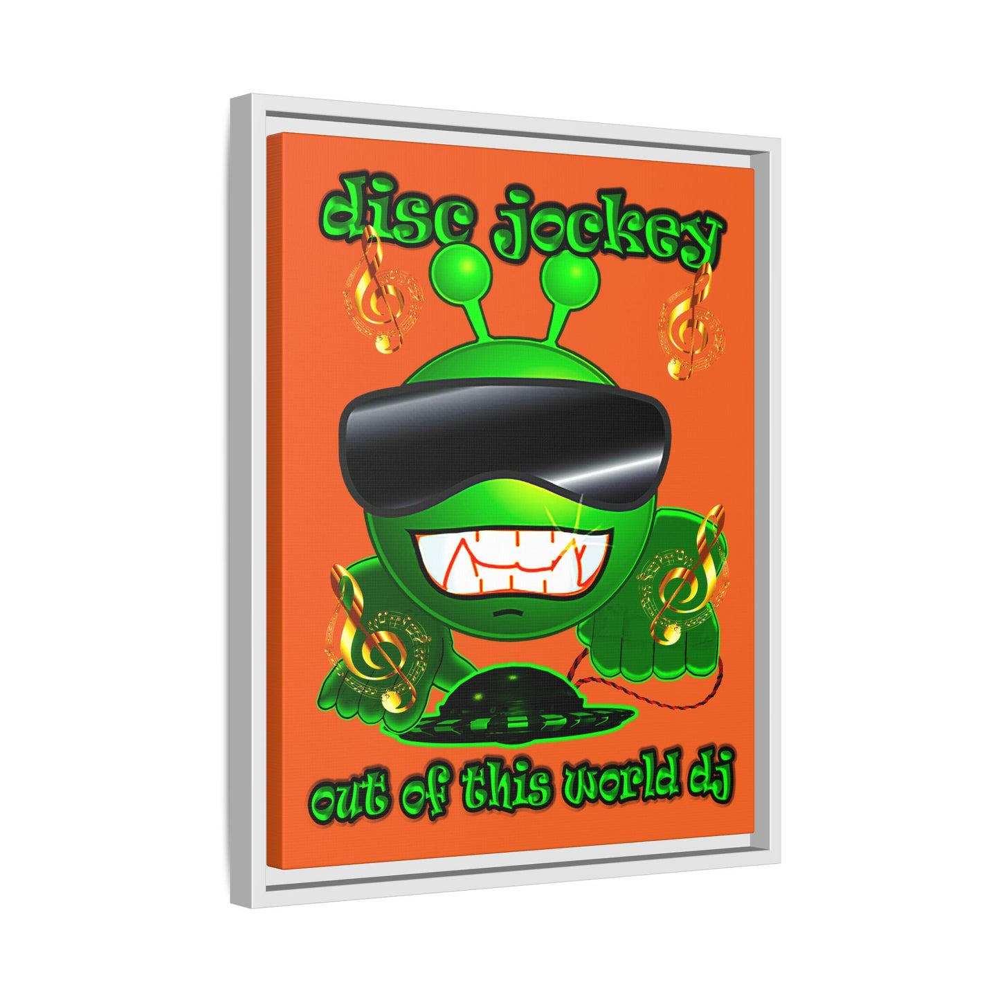 disc jockey - framed canvas art (orange)