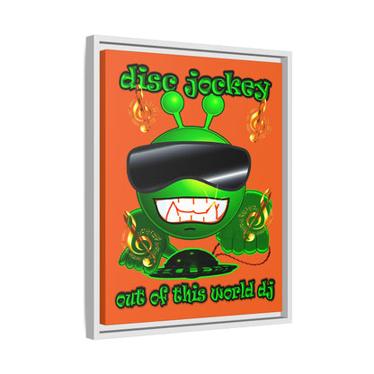 disc jockey - framed canvas art (orange)