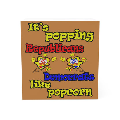 popping like popcorn - note cube (light brown)