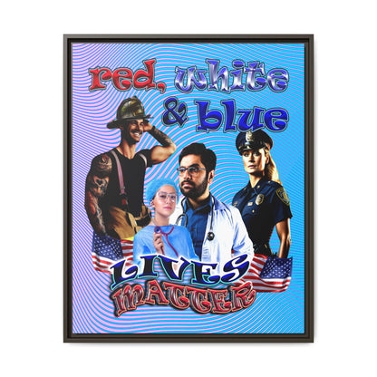 rw&b lives matter - framed canvas art (light blue-purple wave)
