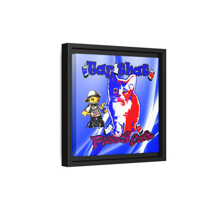 tag that - framed canvas art (blue-white wave)
