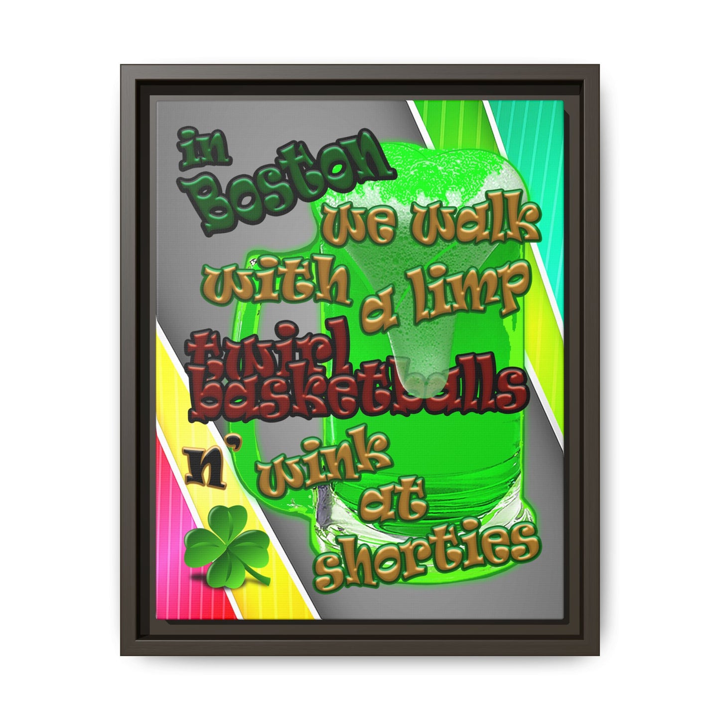 celtics logo - framed canvas art (rainbow split)