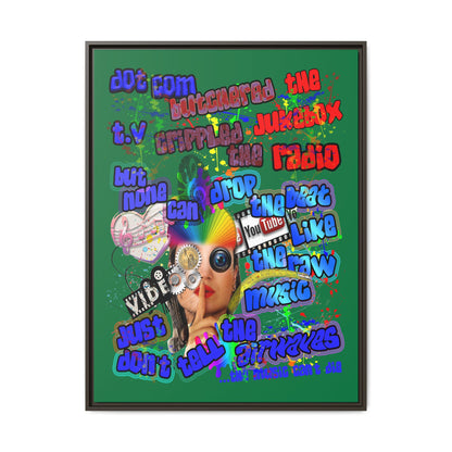 drop the beat - framed canvas art (dark green)