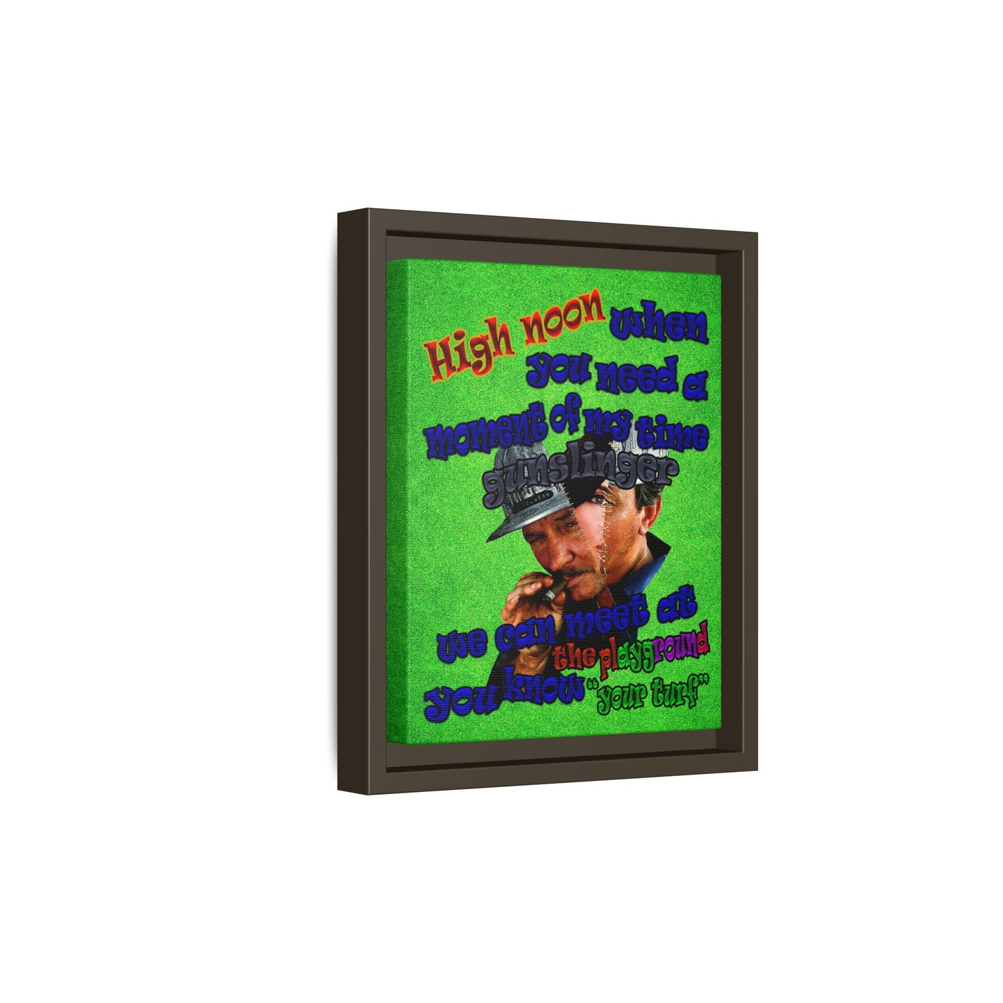 high noon - framed canvas art (green turf)