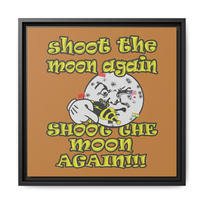 shoot the moon again - framed canvas art (light brown)